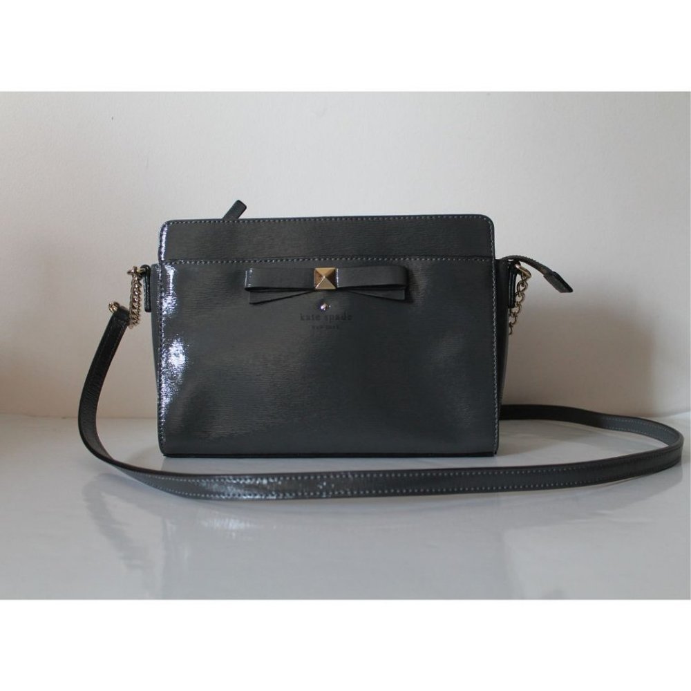 Kate Spade Beacon Court Angelica Crossbody Purse Shadow Grey Leather